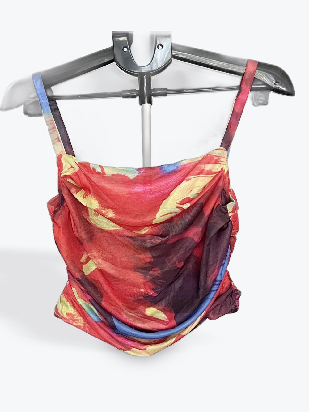 Cider Red Multi Mesh Cowl Neck Cropped Camisole